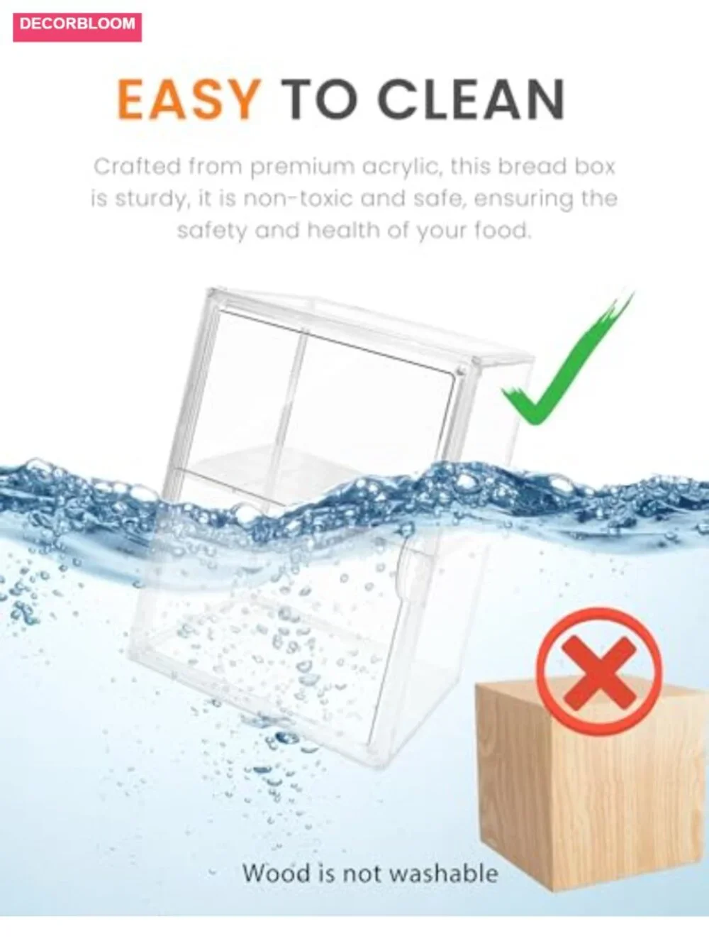 4-Layer Adjustable Large Bread Box with Airtight Clear Acrylic Storage